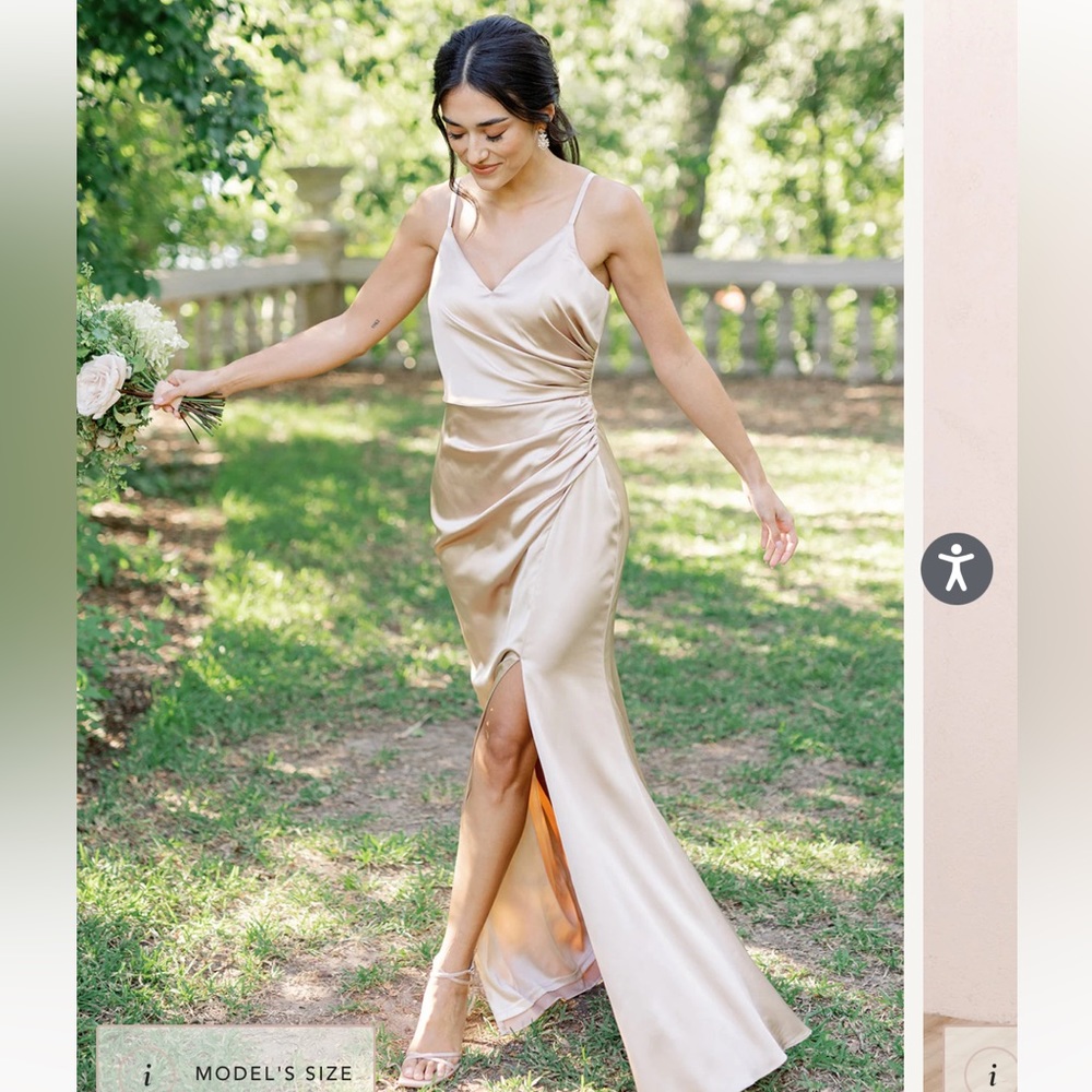 Revelry Rory Bridesmaid Dress in Gold Champagne